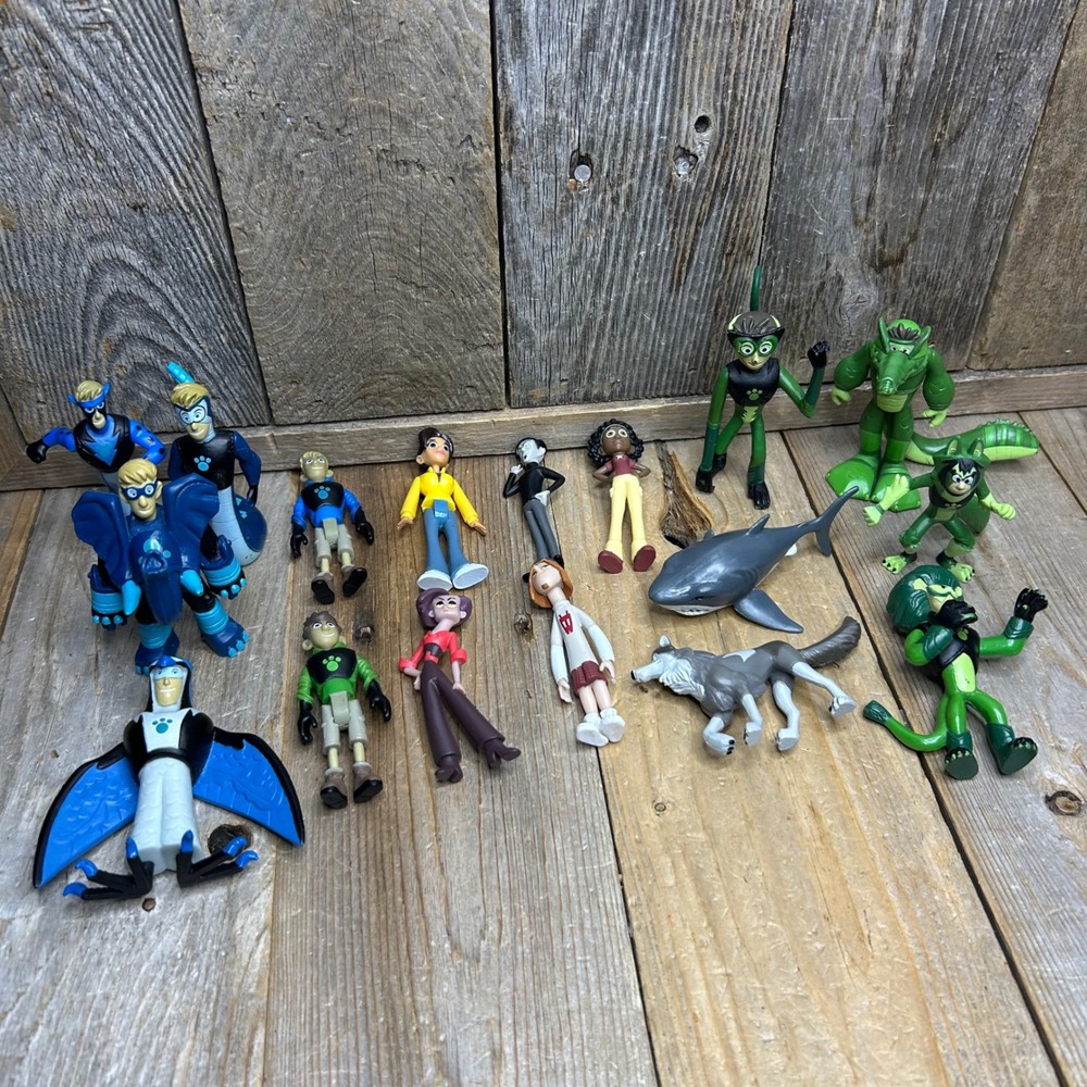 Wild Kratts Action Figure Lot 17pc Chris Martin Aviva Zach Animals PBS Kids